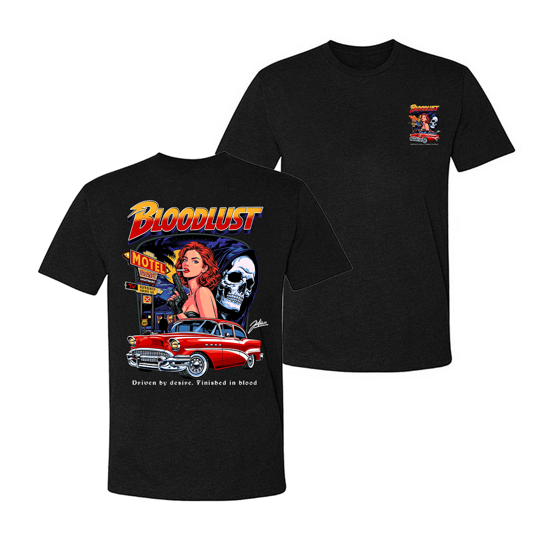 Bloodlust Motel Red Hot Rod Grim Reaper Driven By Desire Printed Men's T-shirt