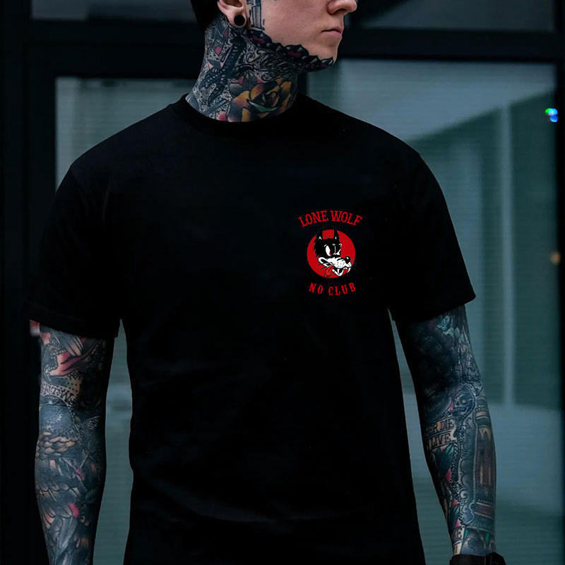 LONE WOLF NO CLUB White Print T-Shirt