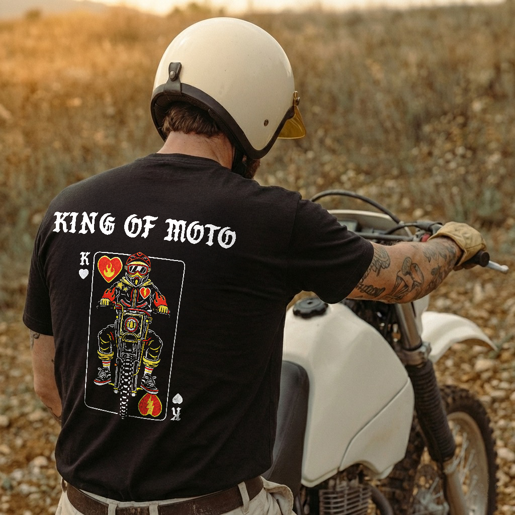 King Of Moto King Of Hearts Motocross Rider Printed Men's T-shirt