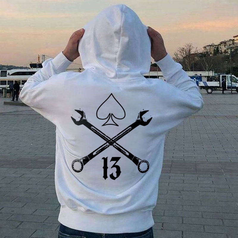 Motor Handles Black Print Hoodie