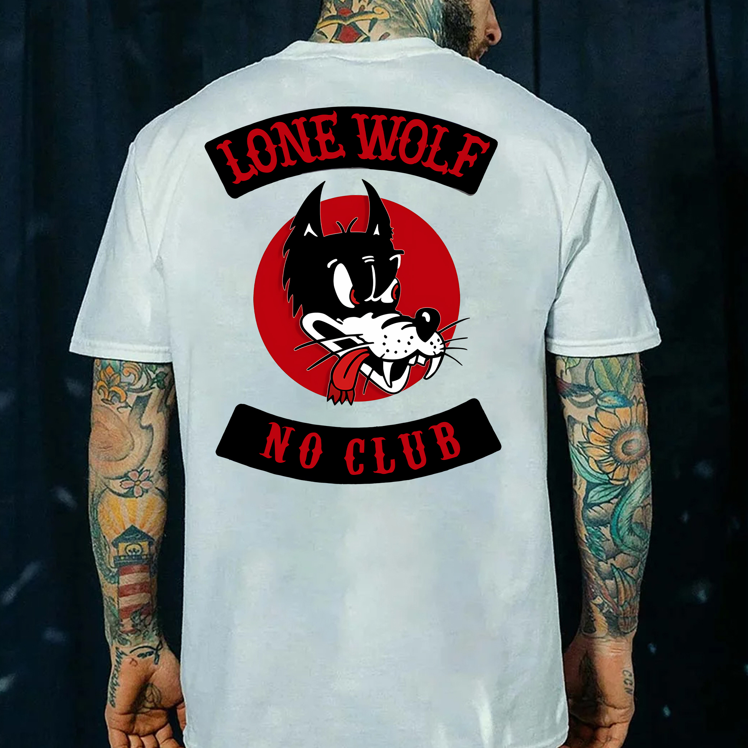 LONE WOLF NO CLUB White Print T-Shirt