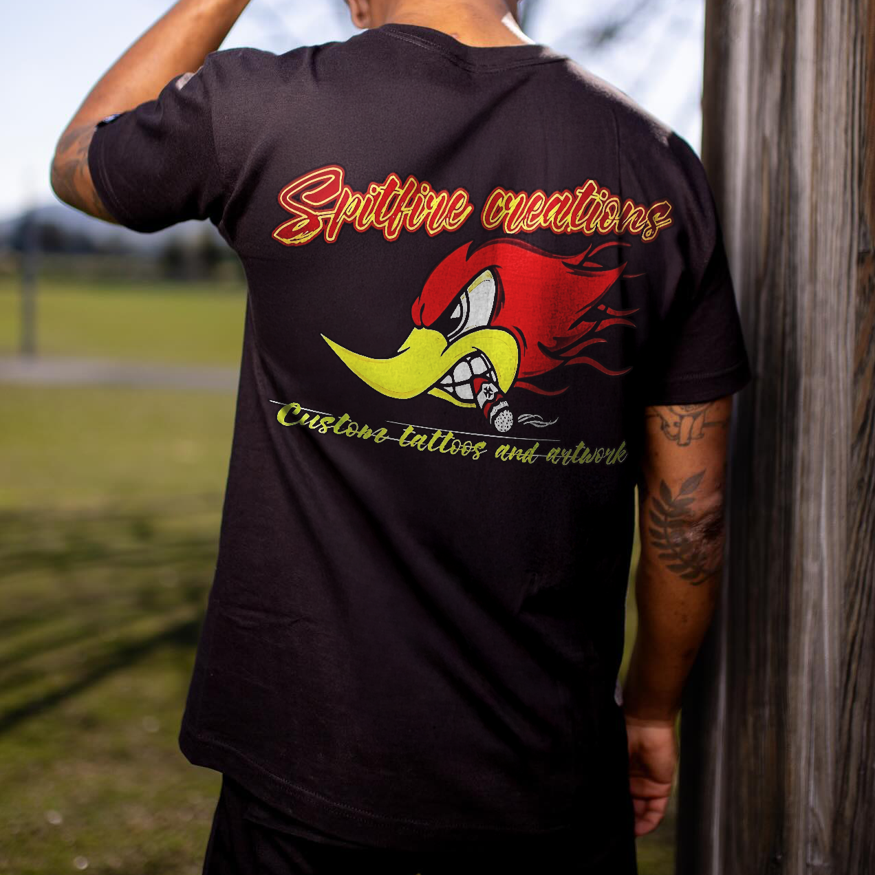 Spitfire Creations Angry Duck Custom Tattoos Printed Men's T-shirt