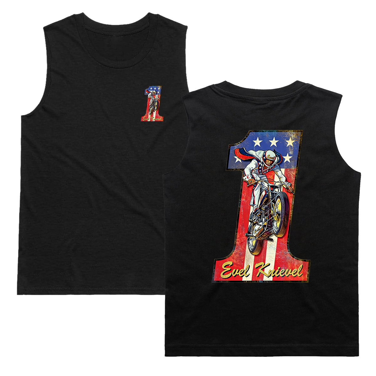 Evel Knievel Number 1 Motocross Stunt American Flag Printed Men's Vest