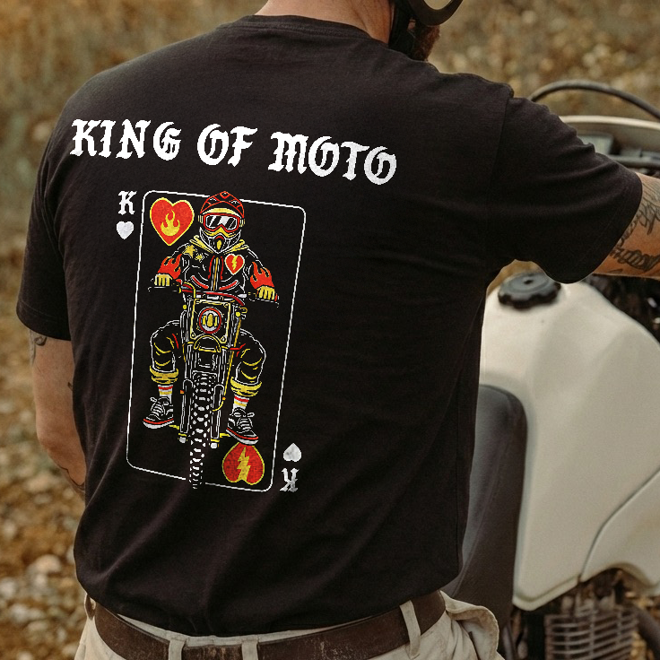 King Of Moto King Of Hearts Motocross Rider Printed Men's T-shirt