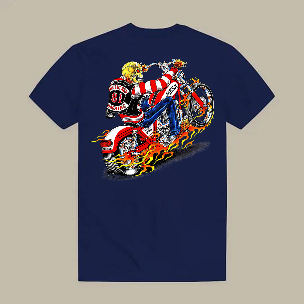 Fire Rider Skull Printed Men's T-shirt