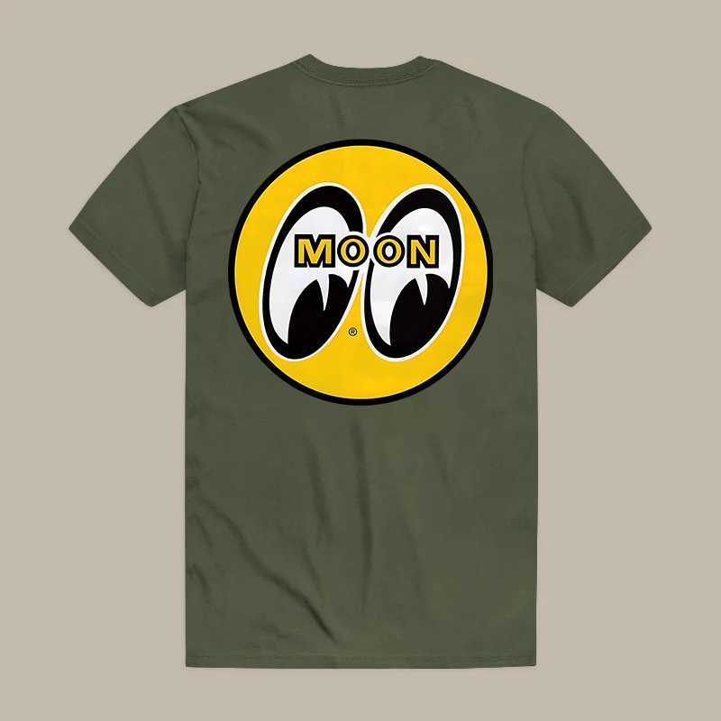 Moon Eyes Classic Yellow Circle Logo Retro Racing Printed Men's T-shirt