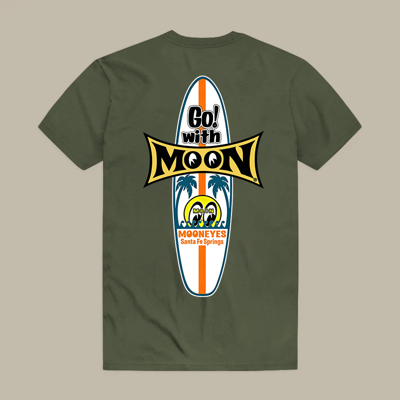 Go With Moon Mooneyes Surfboard Retro Printed Men's T-shirt