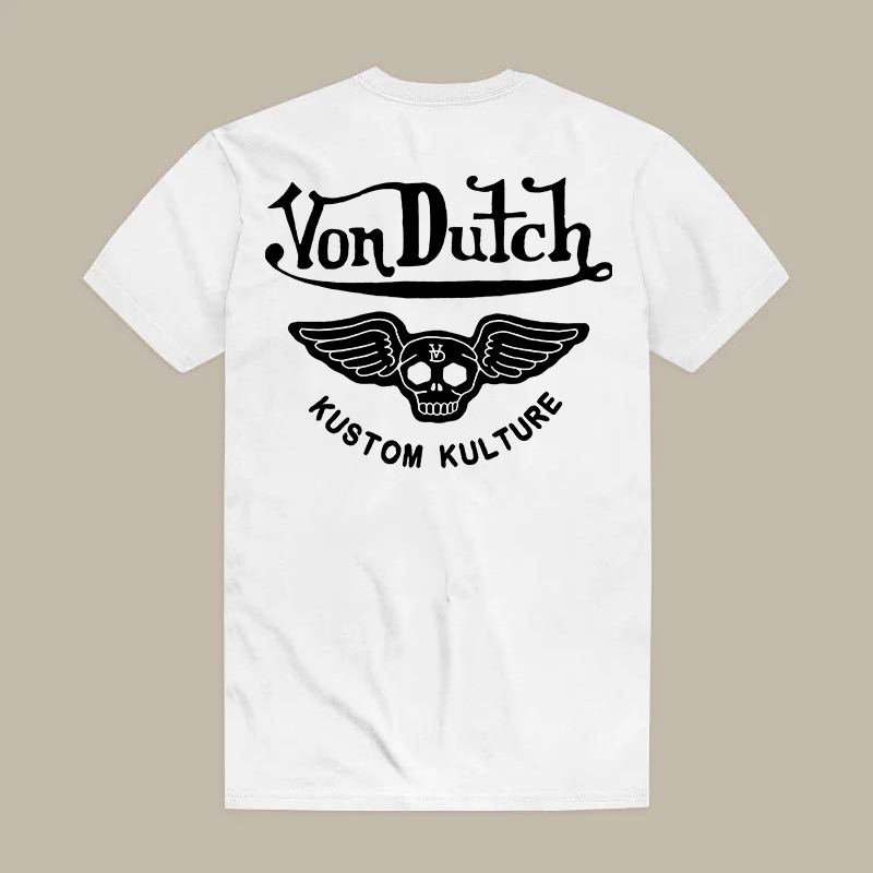 Von Dutch Skull Wings Kustom Kulture Printed Men's T-shirt