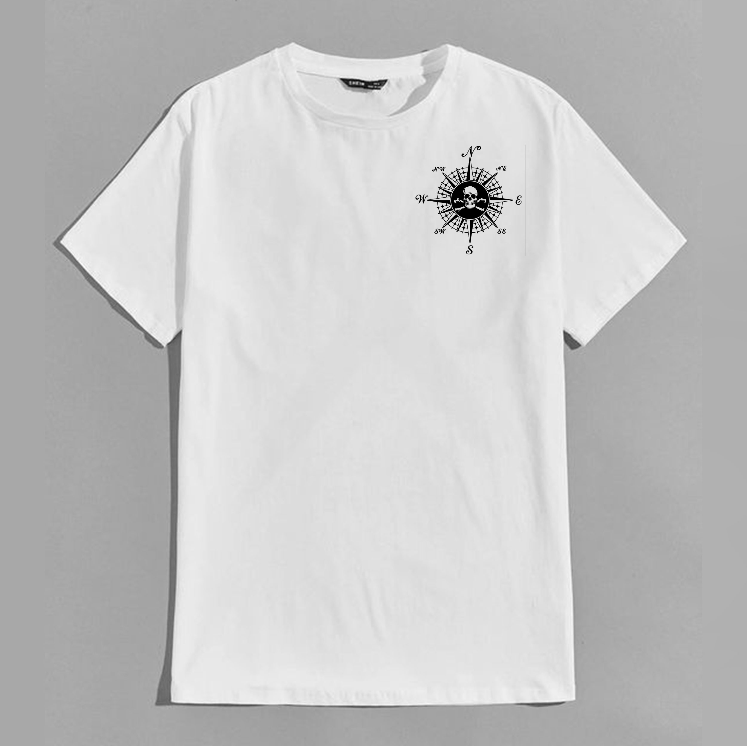 Skull With Beacon White Print T-shirt