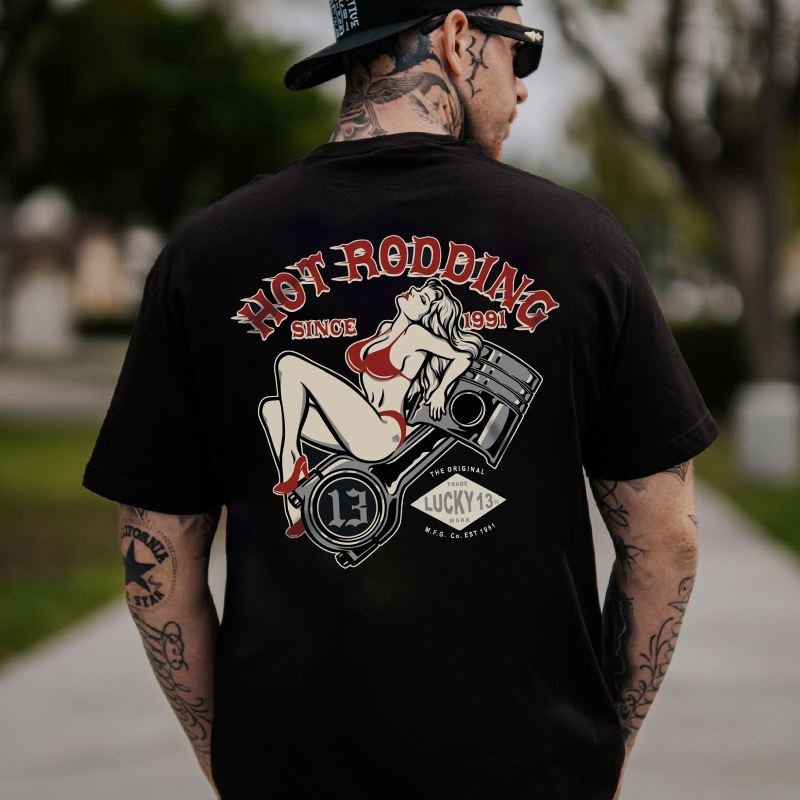 HOT RODDING Sexy Lady Black Print T-shirt
