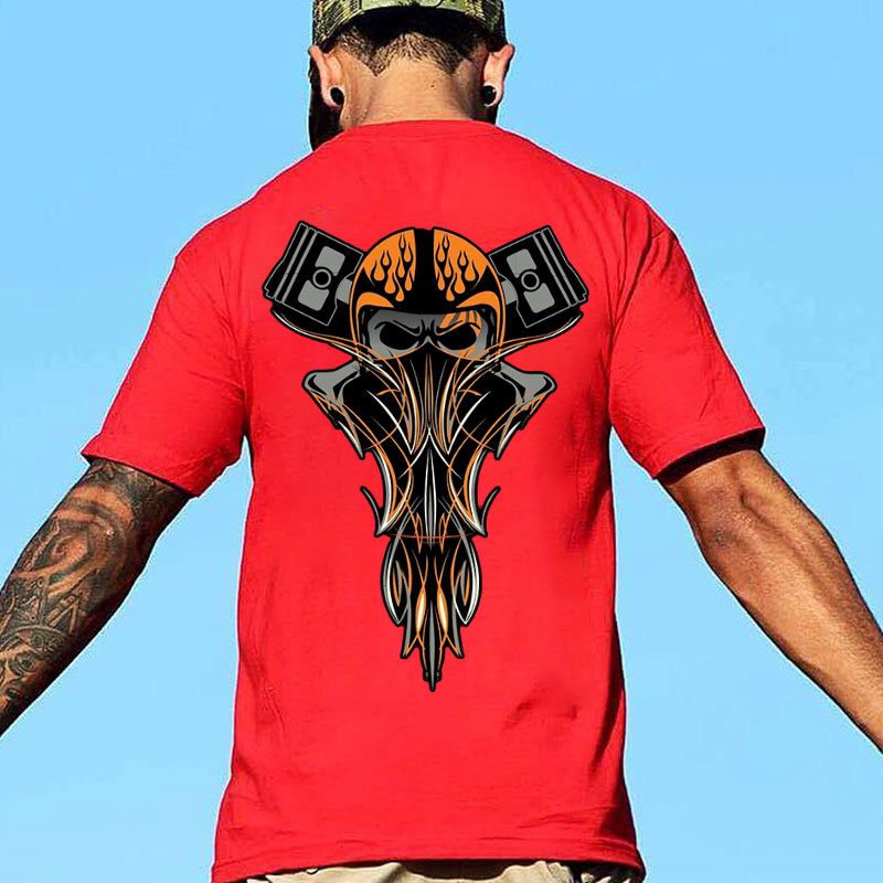 Phantom Pinstripe Helmet Skull&Piton Print Men's T-shirt
