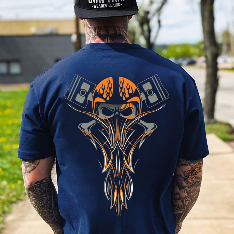 Phantom Pinstripe Helmet Skull&Piton Print Men's T-shirt
