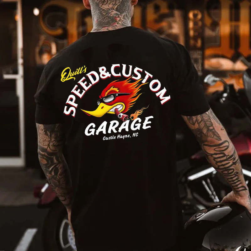 SPEED & CUSTOM GARAGE Hot Rod Bird Black Print T-shirt