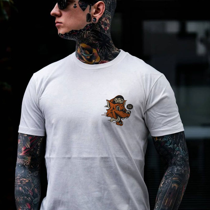 Orange Wolf Black Print T-Shirt