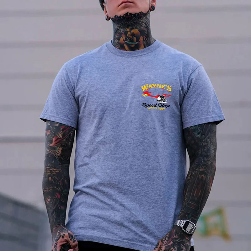 WAYNE'S SPEED SHOP Hot Rod Bird Black Print T-shirt