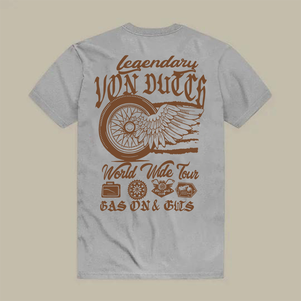 Legendary Von Dutch World Wide Tour Gas On & Gits Printed Men's T-shirt