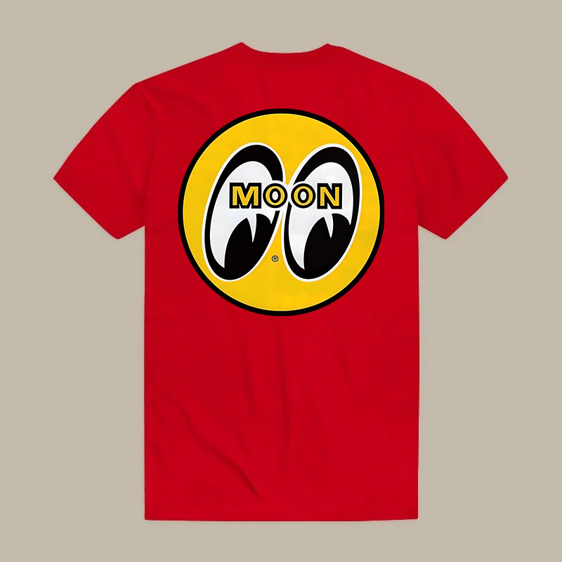 Moon Eyes Classic Yellow Circle Logo Retro Racing Printed Men's T-shirt