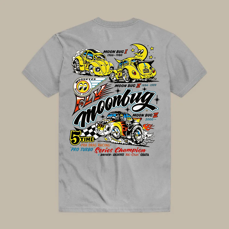 Fly Moonbug Moon Bug I 1986-1980 Moon Bug Ii 1994-1999 Moon Bug Iii 2000~ Mooneyes Fly Moonbug Printed Men's T-shirt
