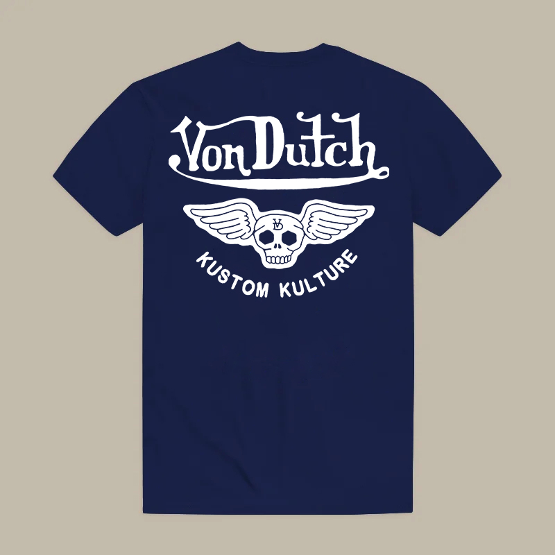 Von Dutch Skull Wings Kustom Kulture Printed Men's T-shirt
