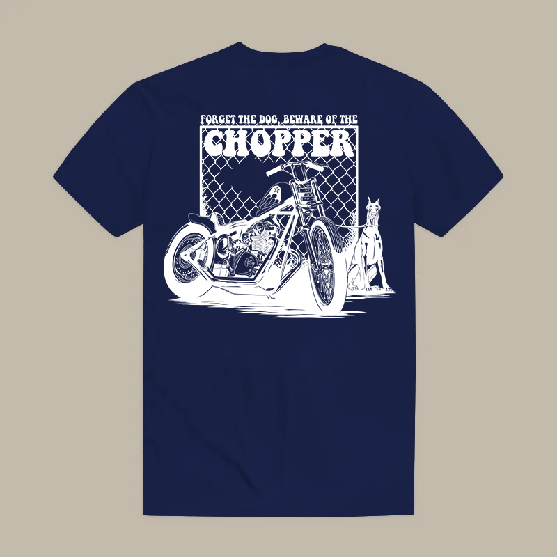 Forget The Dog Beware Of The Chopper Slow Ride Printed Men's T-shirt