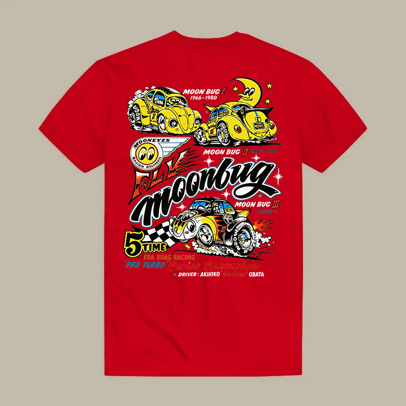 Fly Moonbug Moon Bug I 1986-1980 Moon Bug Ii 1994-1999 Moon Bug Iii 2000~ Mooneyes Fly Moonbug Printed Men's T-shirt