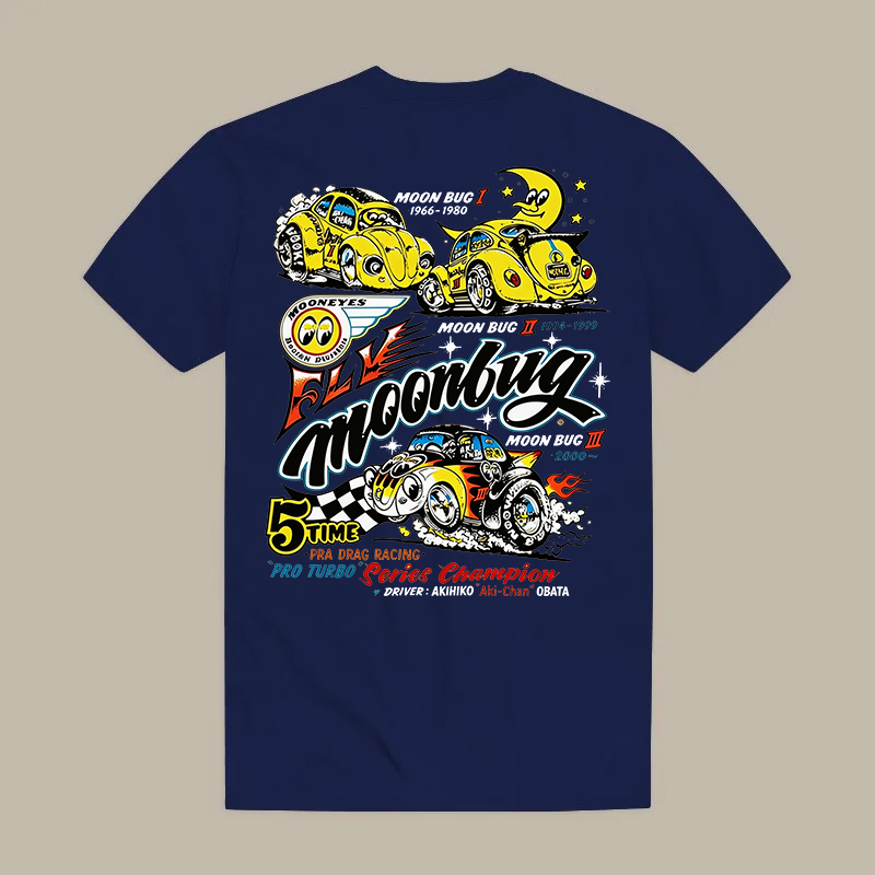 Fly Moonbug Moon Bug I 1986-1980 Moon Bug Ii 1994-1999 Moon Bug Iii 2000~ Mooneyes Fly Moonbug Printed Men's T-shirt