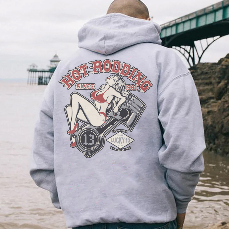 HOT RODDING Sexy Lady Piston Print Men's Hoodie