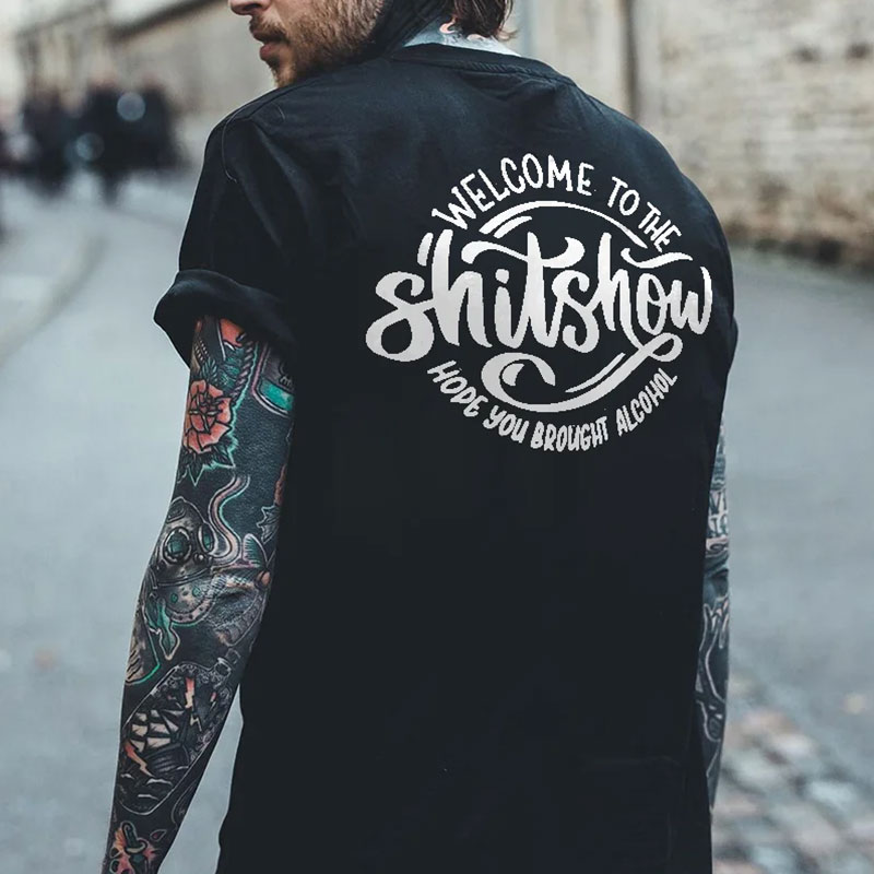 WELCOME TO THE SHITSHOW Letter Black Print T-shirt