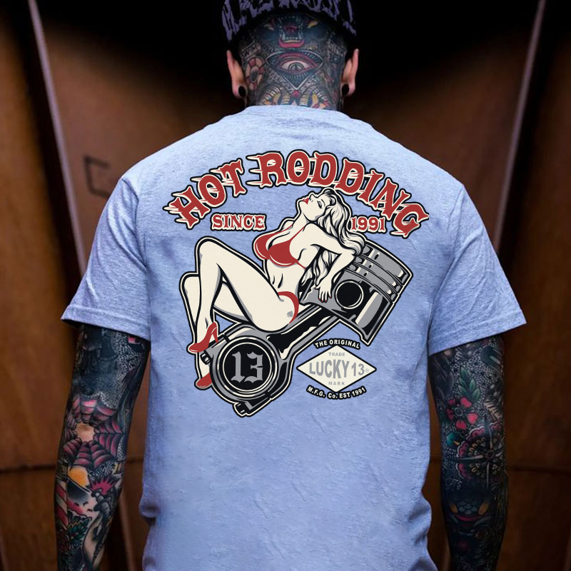 HOT RODDING Sexy Lady Black Print T-shirt