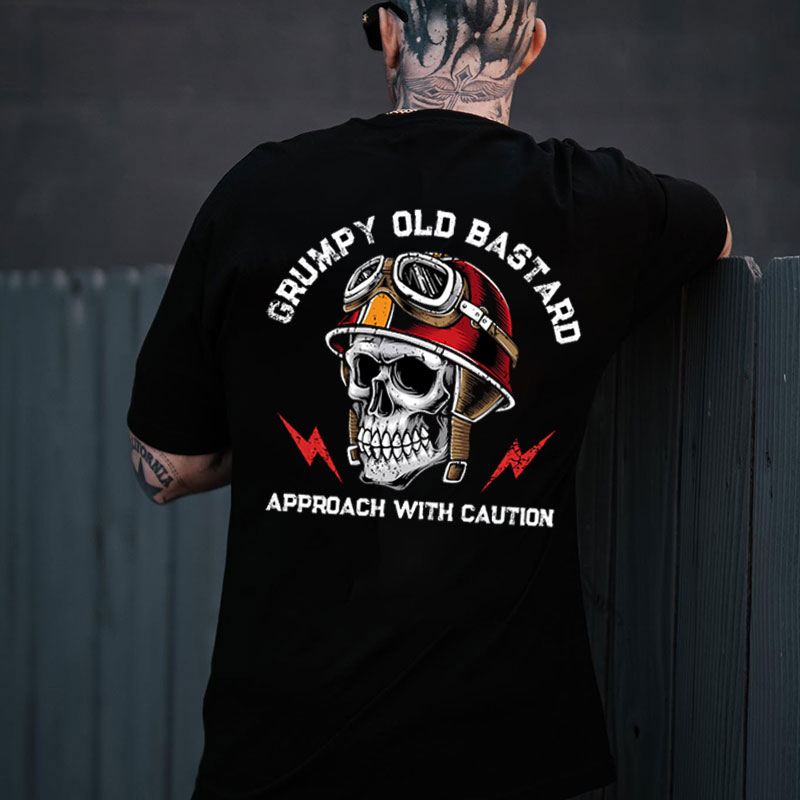 GRUMPY OLD BASTARD Skull Black Print T-Shirt