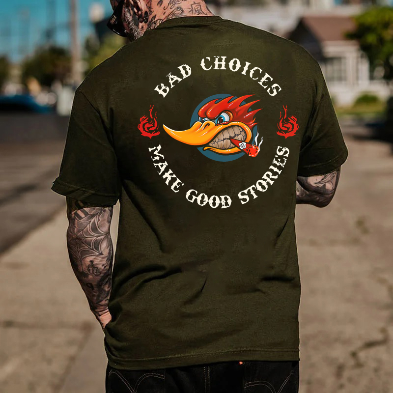 BAD CHOICES MAKE GOOD STORIES Hot Rod Bird Print Men's T-shirt