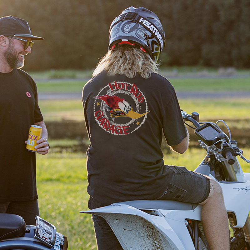 HOT ROD GARAGE White Print T-shirt
