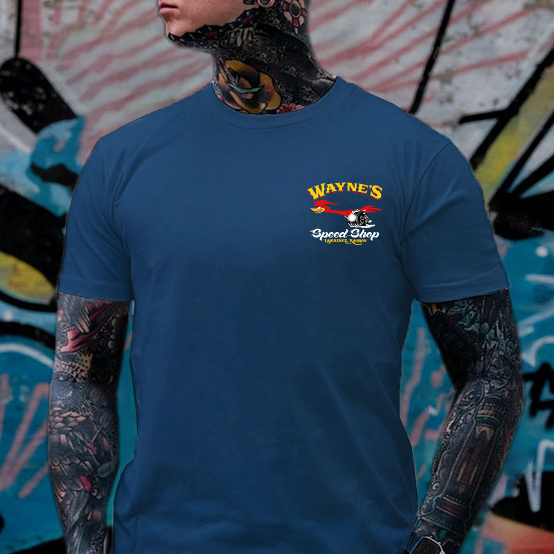 WAYNE'S SPEED SHOP Hot Rod Bird Black Print T-shirt