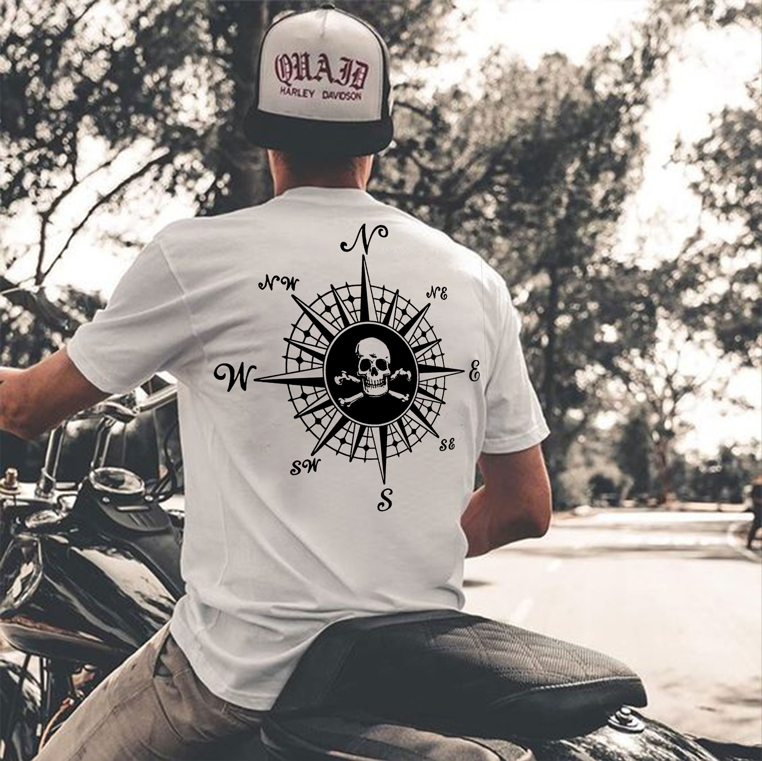 Skull With Beacon White Print T-shirt