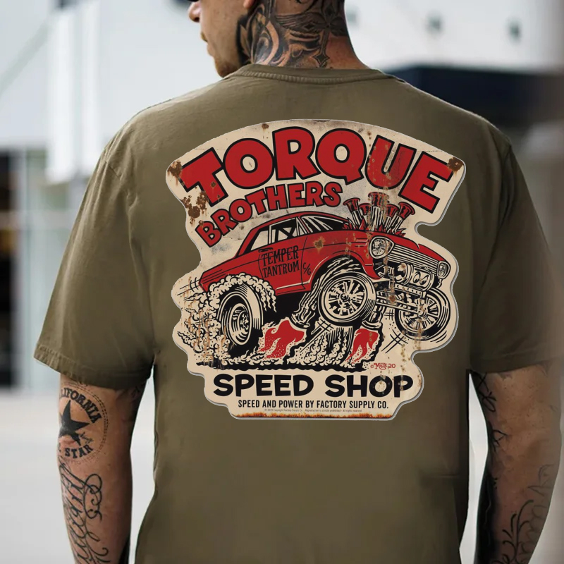 TORQUE BROTHERS SPEED SHOP Classic Car Print Men's T-shirt
