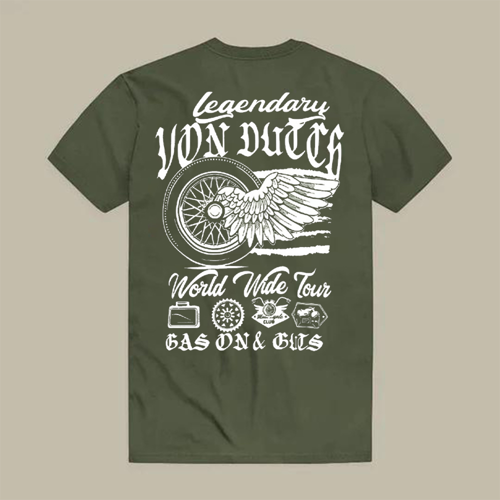 Legendary Von Dutch World Wide Tour Gas On & Gits Printed Men's T-shirt