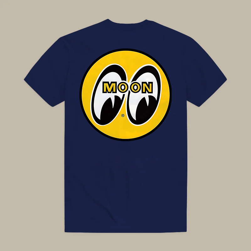 Moon Eyes Classic Yellow Circle Logo Retro Racing Printed Men's T-shirt