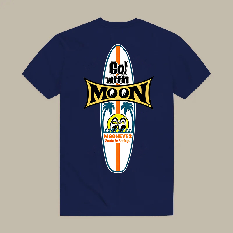 Go With Moon Mooneyes Surfboard Retro Printed Men's T-shirt