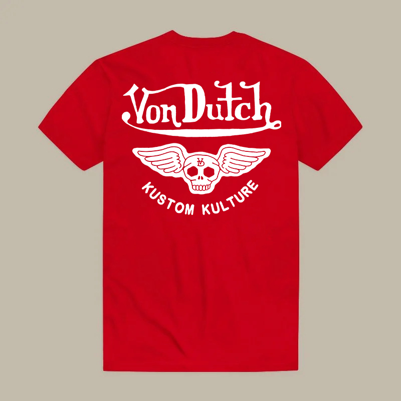 Von Dutch Skull Wings Kustom Kulture Printed Men's T-shirt