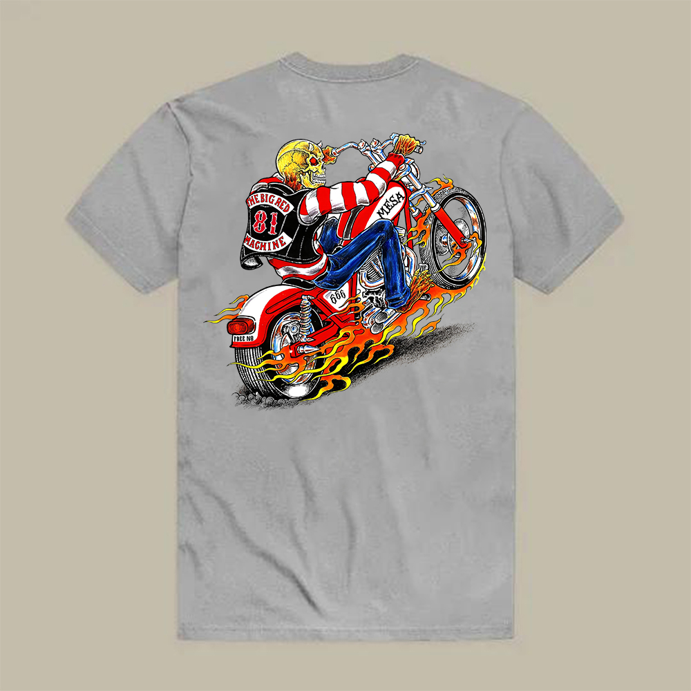 Fire Rider Skull Printed Men's T-shirt