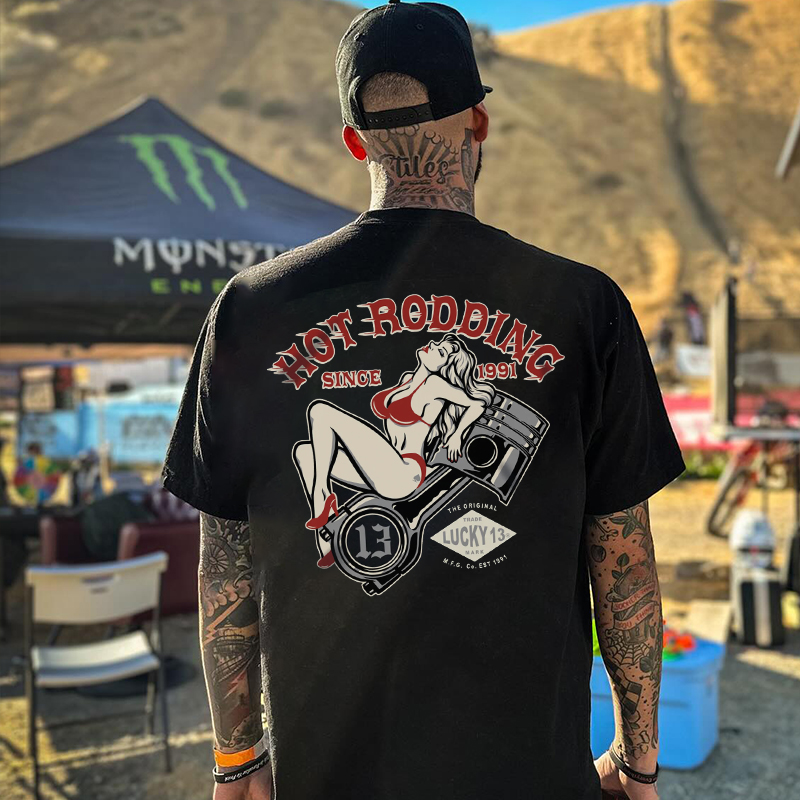 HOT RODDING Sexy Lady Black Print T-shirt