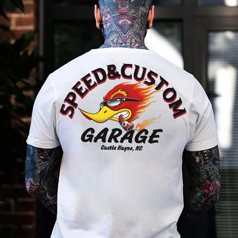 SPEED & CUSTOM GARAGE Hot Rod Bird Black Print T-shirt