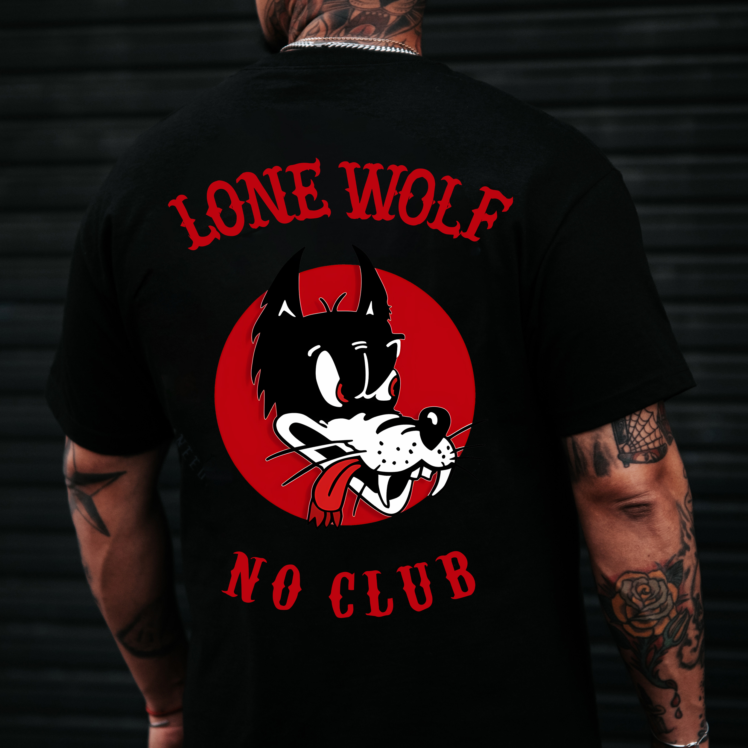 LONE WOLF NO CLUB White Print T-Shirt