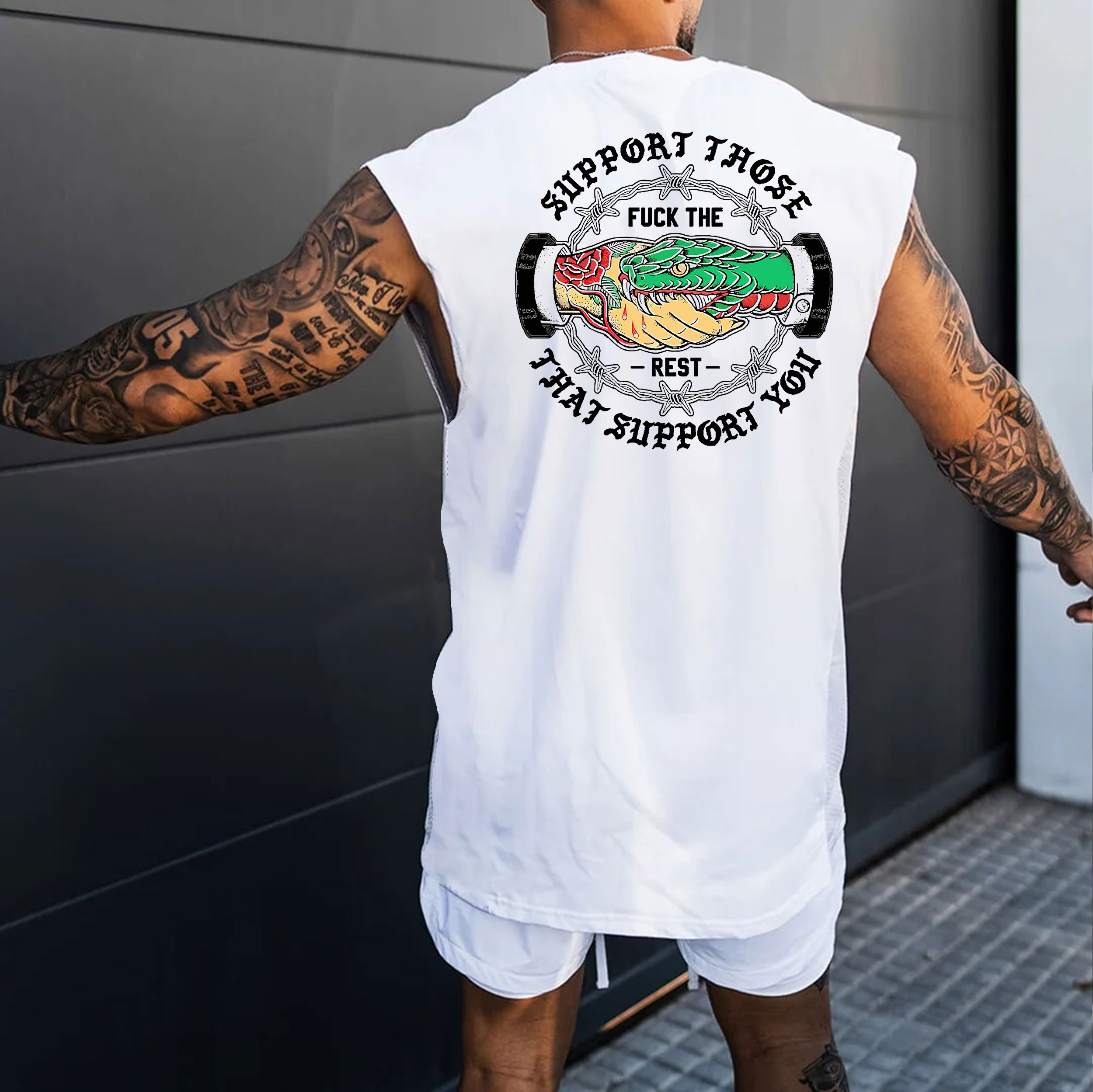 SUPPORT THOSE THAT SUPPORT YOU Black Print Vest