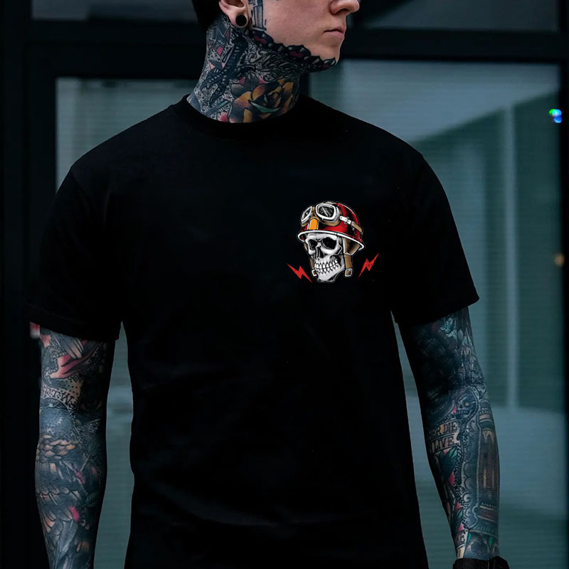 GRUMPY OLD BASTARD Skull Black Print T-Shirt