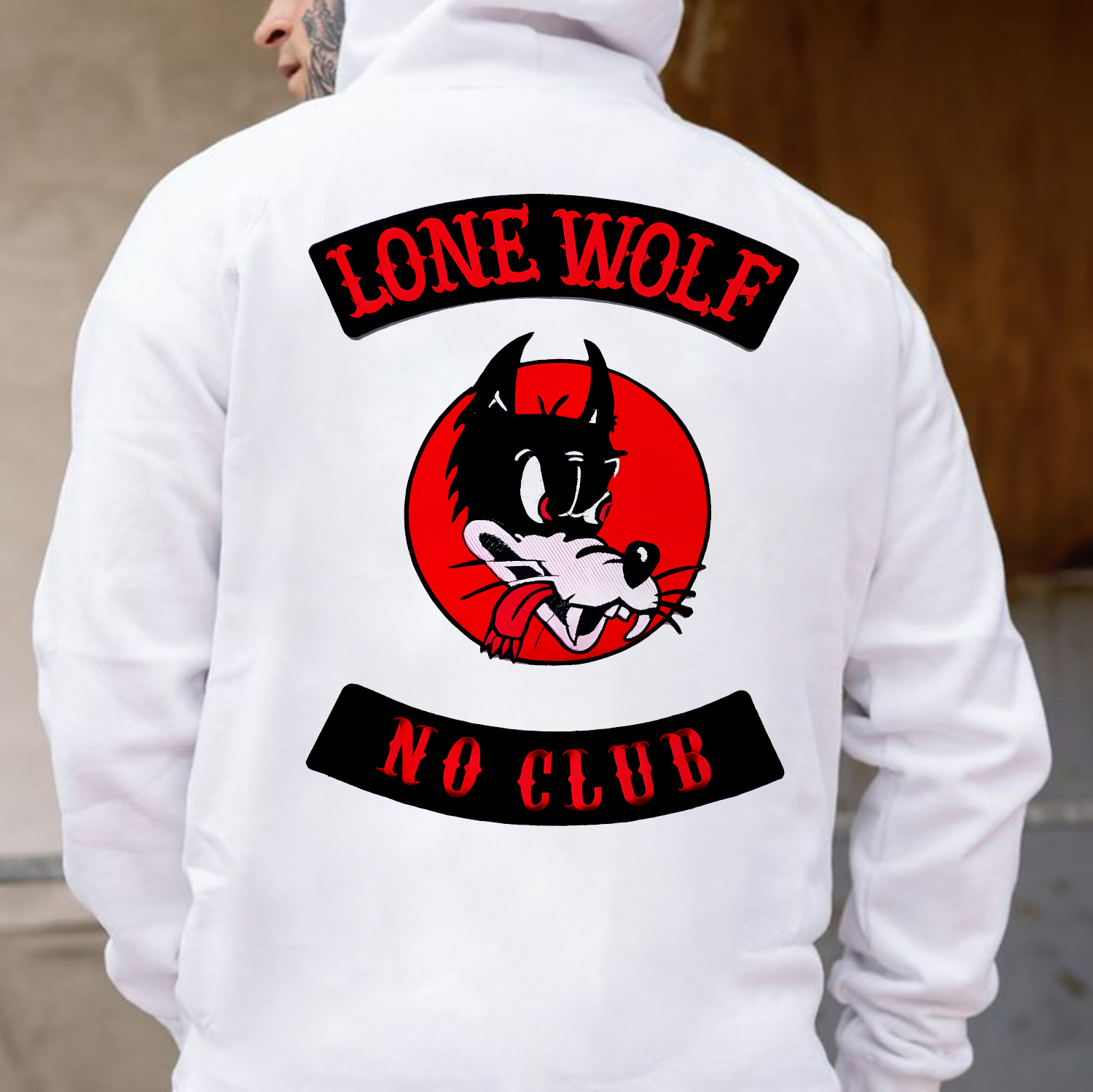 LONE WOLF NO CLUB Print Men's Hoodie
