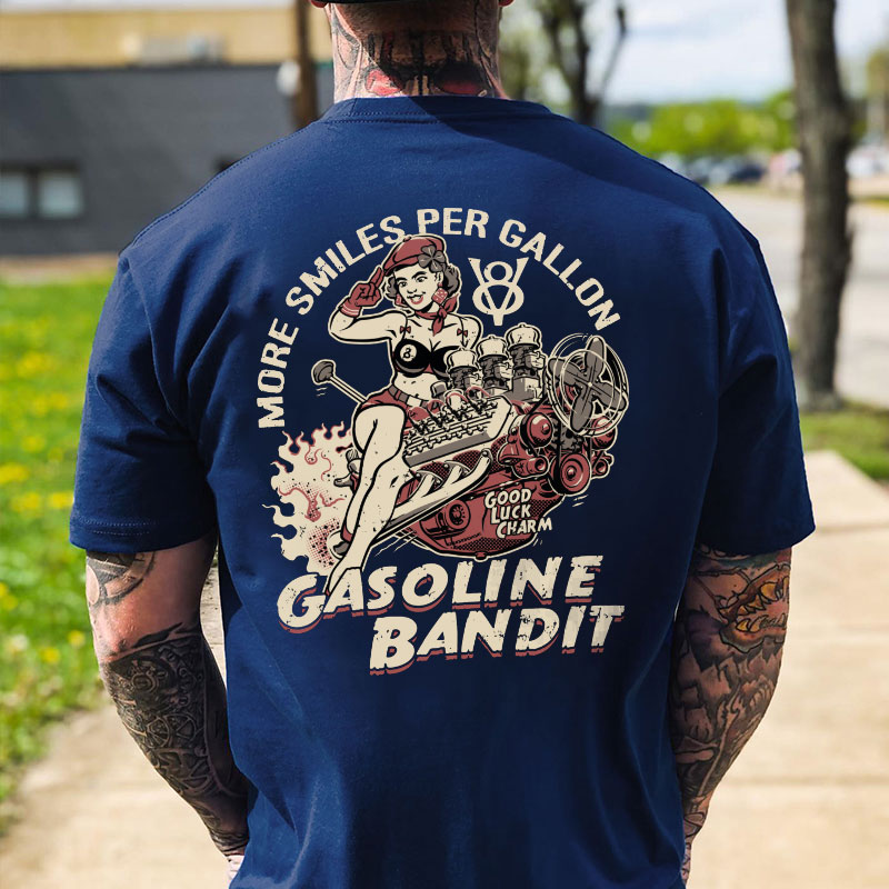 MORE SMILES PER GALLON GASOLINE BANDIT Sexy Lady Print Men's T-shirt