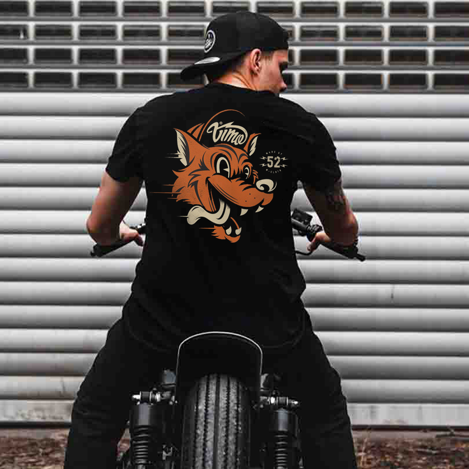 Orange Wolf Black Print T-Shirt