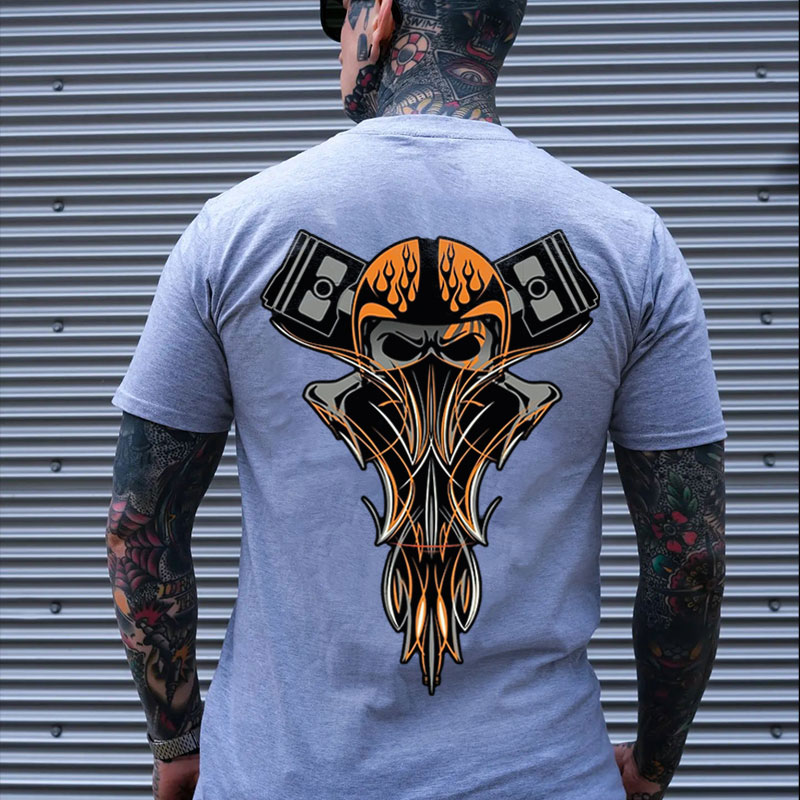 Phantom Pinstripe Helmet Skull&Piton Print Men's T-shirt