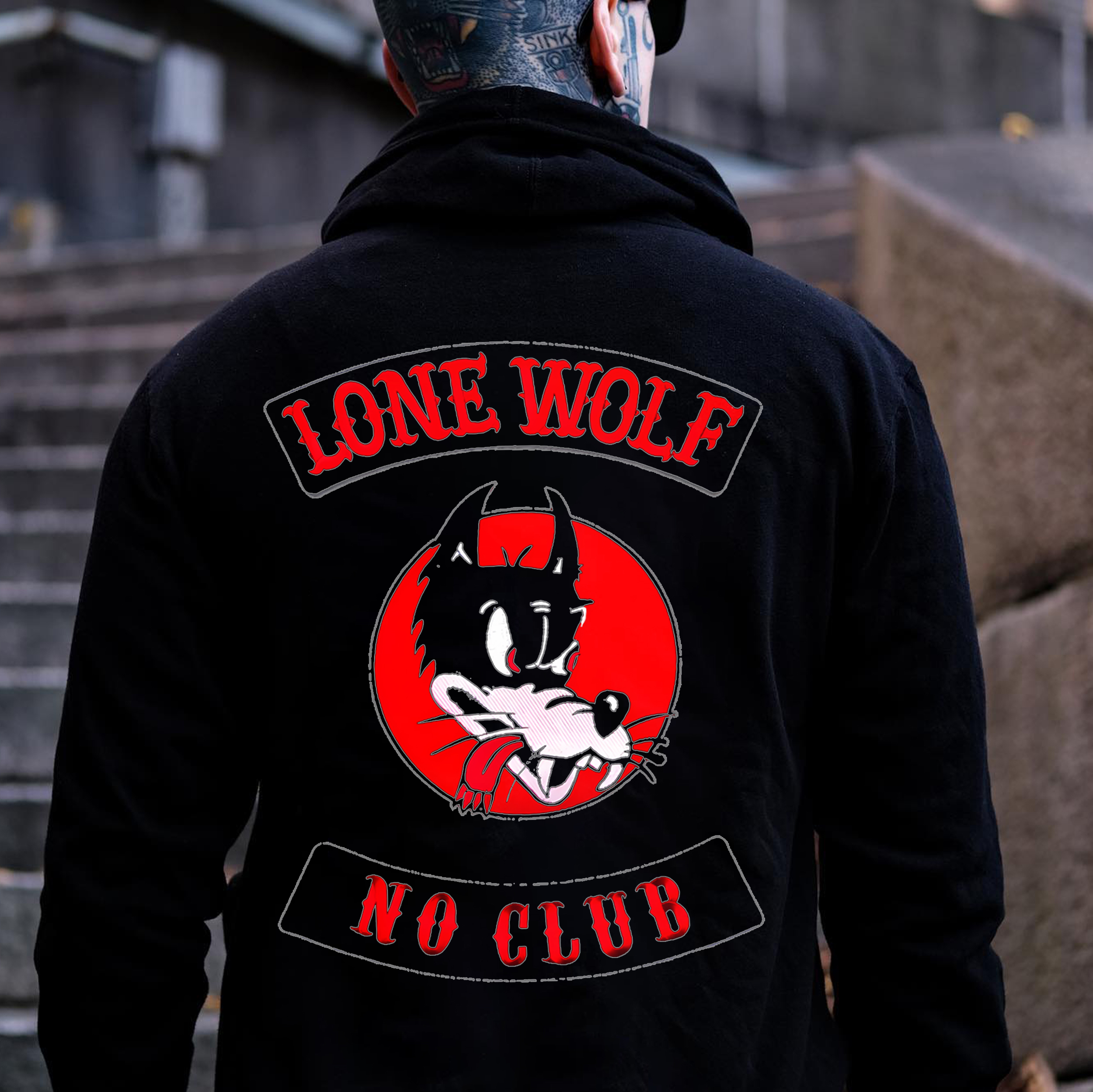 LONE WOLF NO CLUB Print Men's Hoodie